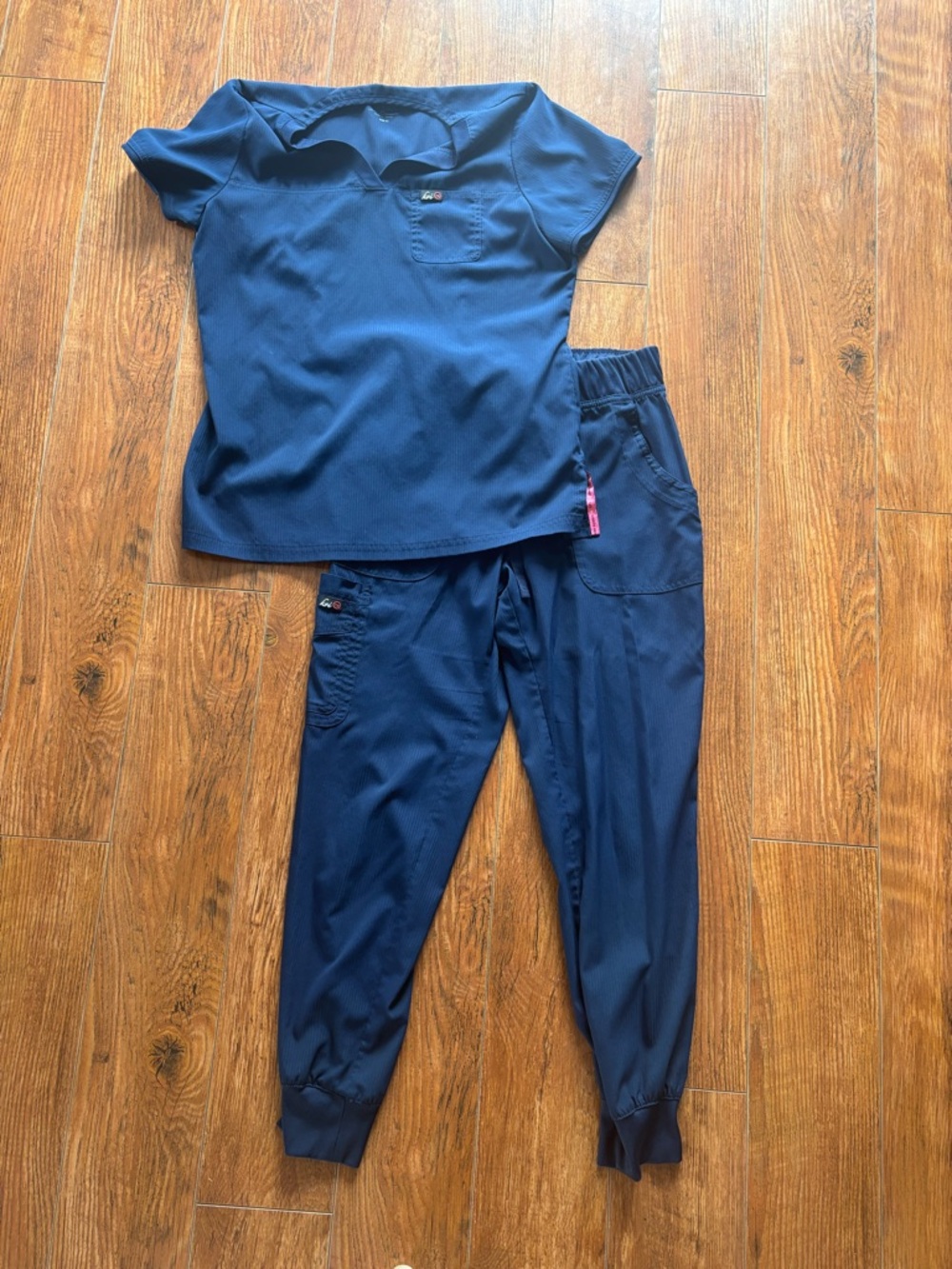 koi Navy Blue Scrub Top and Jogger Pants Set